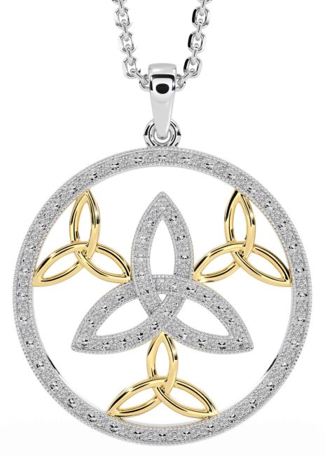 Oro Plata céltico Trinidad Nudo Collar