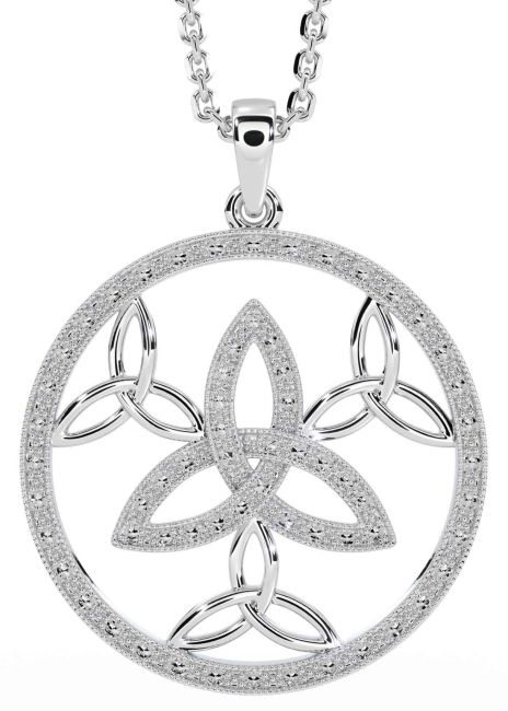 White Gold Celtic Trinity Knot Necklace