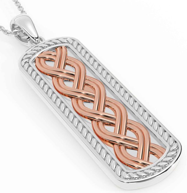 White Rose Gold Celtic Necklace