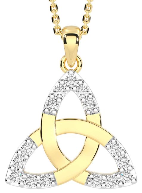 Diamond Gold Silver Celtic Trinity Knot Necklace