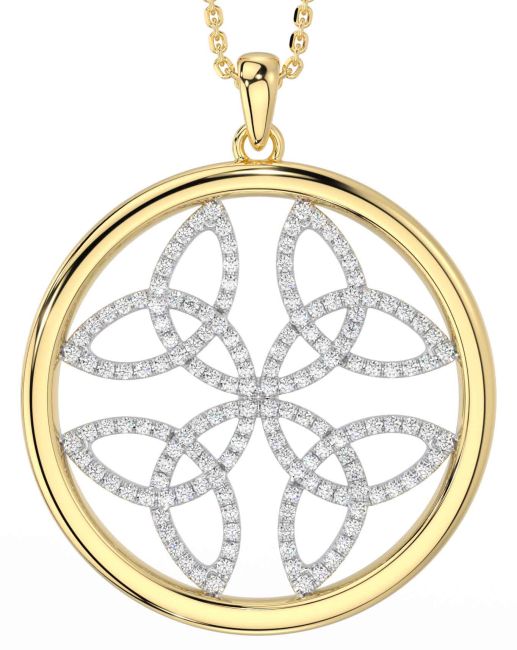 Diamond Gold Silver Celtic Trinity Knot Necklace