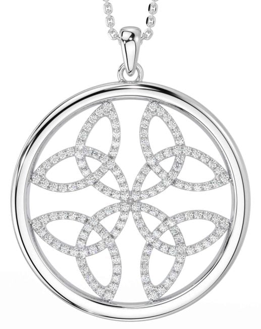 Diamond Silver Celtic Trinity Knot Necklace