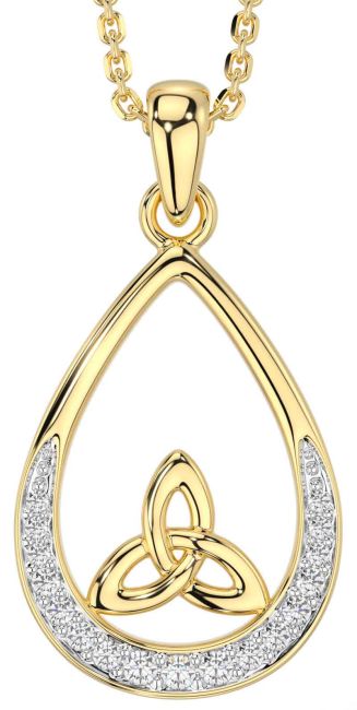 Diamond Gold Silver Celtic Trinity Knot Necklace