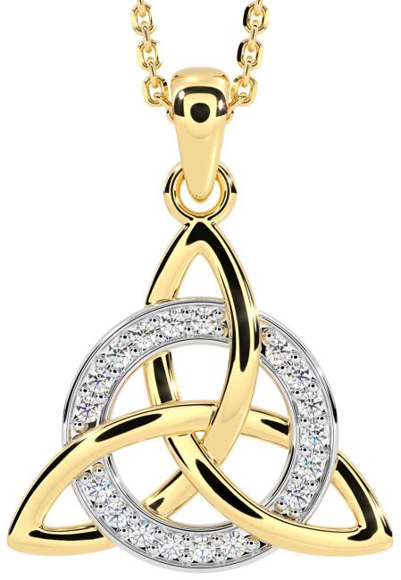 Diamond Gold Silver Celtic Trinity Knot Necklace