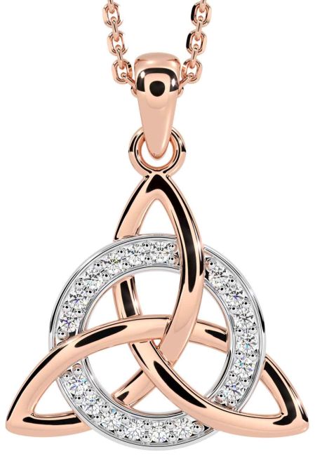 Diamond Rose Gold Celtic Trinity Knot Necklace