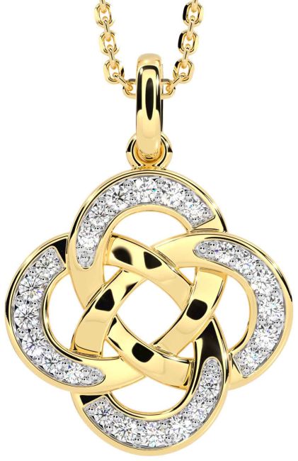 Diamond Gold Silver Celtic Necklace