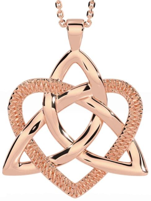 Rose Gold Celtic Trinity Knot Heart Necklace