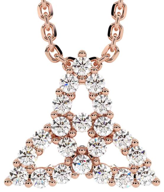 Diamond Rose Gold Silver Celtic Trinity Knot Necklace