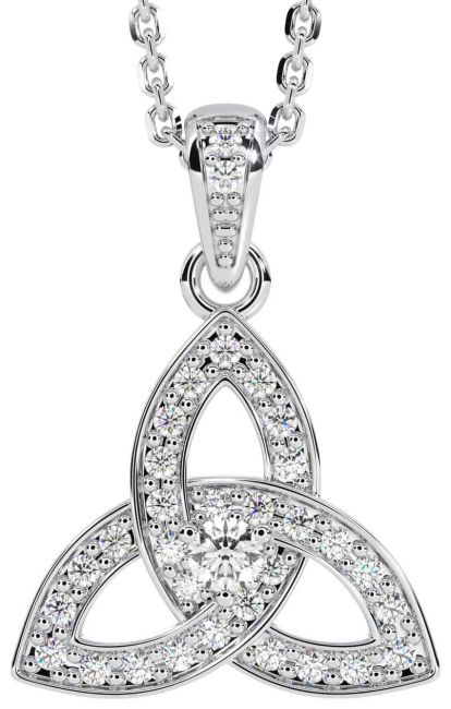 Diamond White Gold Celtic Trinity Knot Necklace