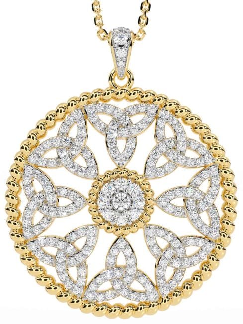 Diamond Gold Silver Celtic Trinity Knot Necklace