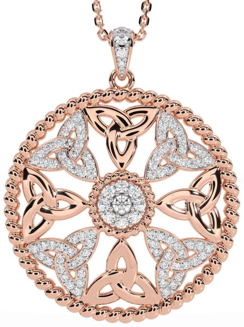 Diamond Rose Gold Celtic Trinity Knot Necklace