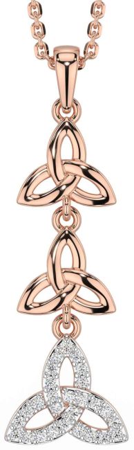 Diamond Rose Gold Celtic Trinity Knot Necklace