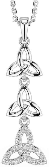 Diamond Silver Celtic Trinity Knot Necklace