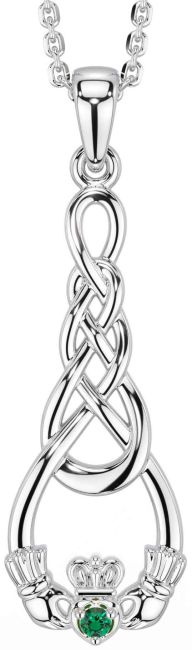 Smaragd Silver Keltiskt Claddagh Halsband