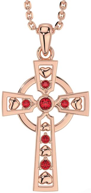 Ruby Rose Gold Celtic Cross Necklace