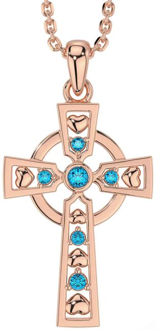 Topaz Rose Gold Celtic Cross Necklace