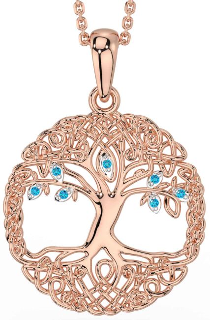 Topaz Rose Gold Celtic Tree of Life Necklace