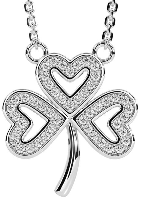 Diamond White Gold Shamrock Necklace