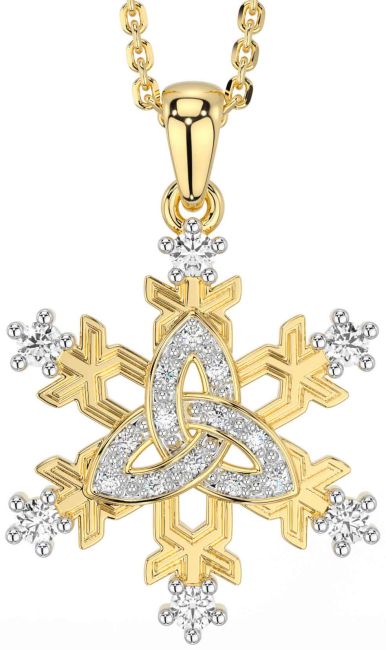 Diamond Gold Silver Celtic Trinity Knot Necklace