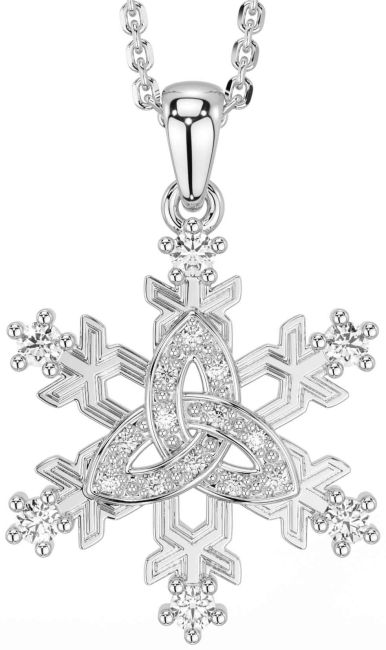 Diamond White Gold Celtic Trinity Knot Necklace