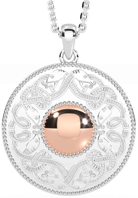 White Rose Gold Celtic Warrior Necklace