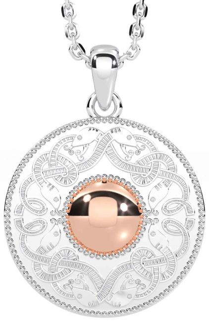 White Rose Gold Celtic Warrior Necklace