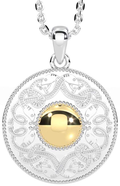 White Yellow Gold Celtic Warrior Necklace