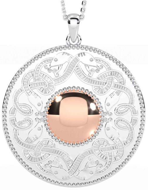 White Rose Gold Celtic Warrior Necklace