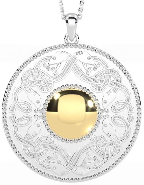 White Yellow Gold Celtic Warrior Necklace