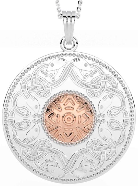 White Rose Gold Celtic Warrior Necklace