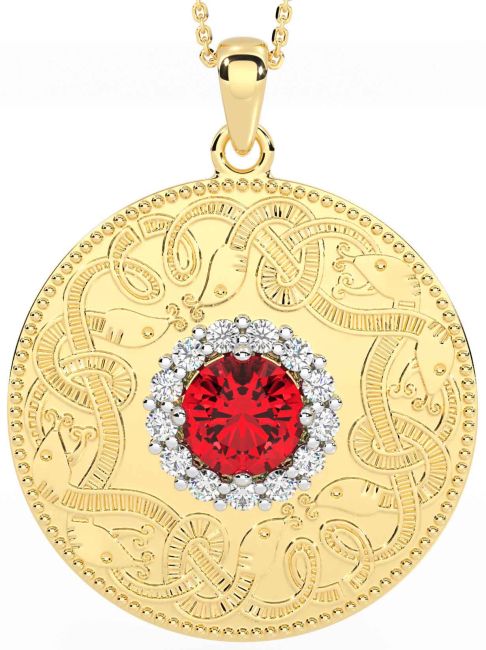 Diamond Ruby Gold Silver Celtic Warrior Necklace
