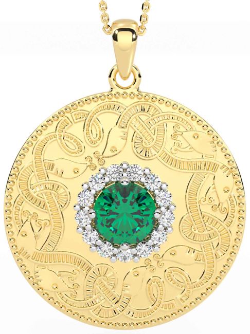 Diamond Emerald Gold Celtic Warrior Necklace