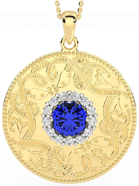 Diamond Sapphire Gold Celtic Warrior Necklace