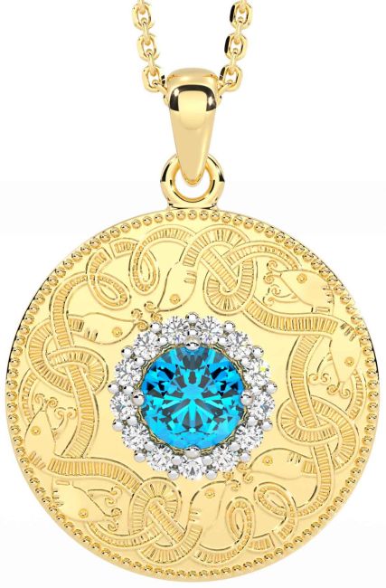Diamond Topaz Gold Silver Celtic Warrior Necklace