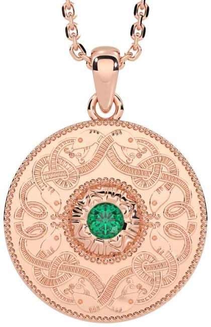 Emerald Rose Gold Celtic Warrior Necklace