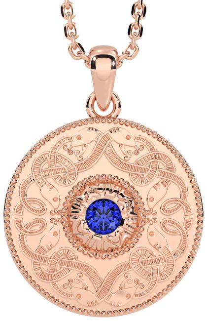 Sapphire Rose Gold Celtic Warrior Necklace