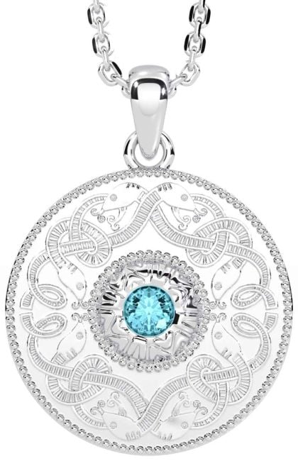 Aguamarina Blanco Oro céltico Guerrero Collar