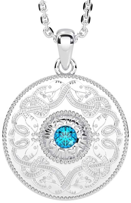 Topaz White Gold Celtic Warrior Necklace