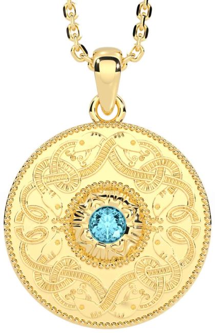 Aquamarine Gold Celtic Warrior Necklace