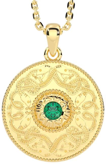 Emerald Gold Celtic Warrior Necklace