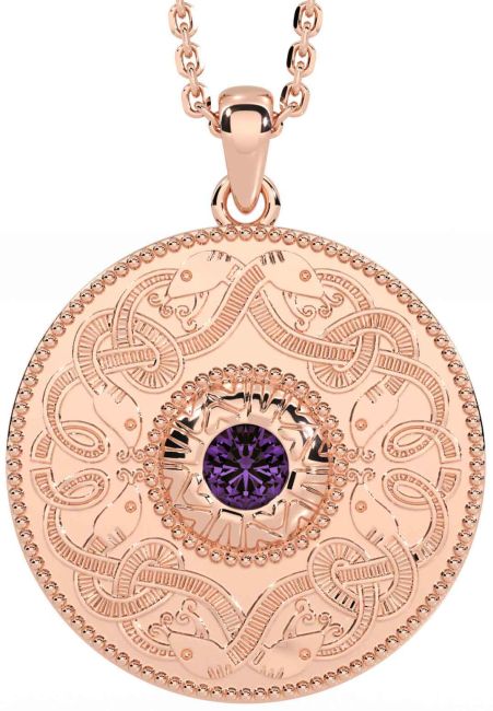 Alexandrite Rose Gold Silver Celtic Warrior Necklace