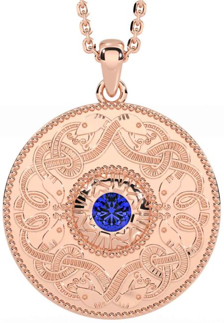 Sapphire Rose Gold Silver Celtic Warrior Necklace