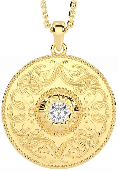 Diamond Gold Silver Celtic Warrior Necklace