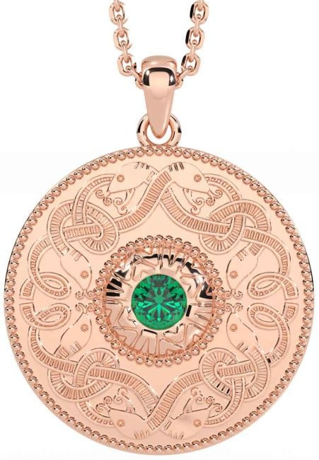 Emerald Rose Gold Celtic Warrior Necklace