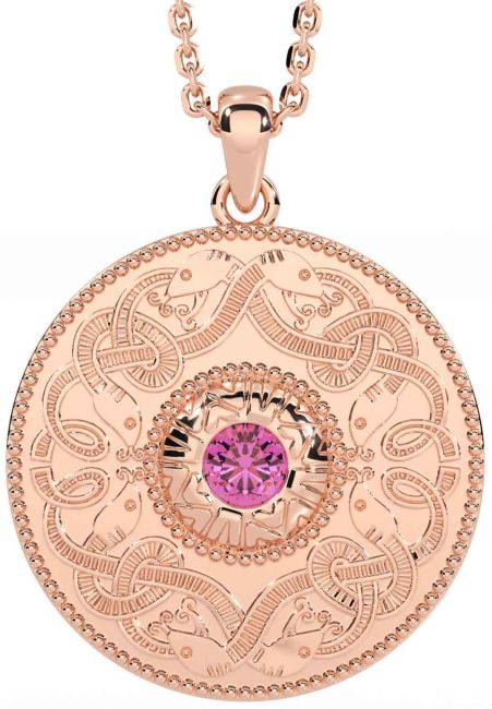 Pink Tourmaline Rose Gold Celtic Warrior Necklace
