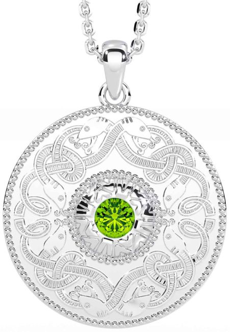 Peridot White Gold Celtic Warrior Necklace