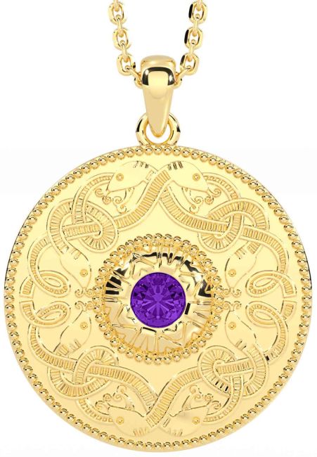 Amethyst Gold Celtic Warrior Necklace