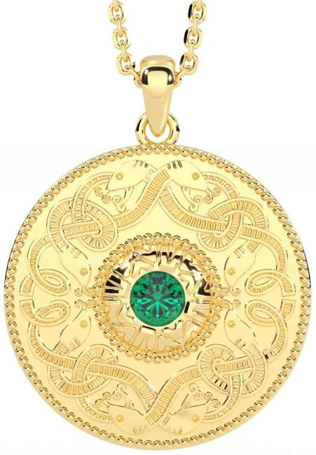 Emerald Gold Celtic Warrior Necklace