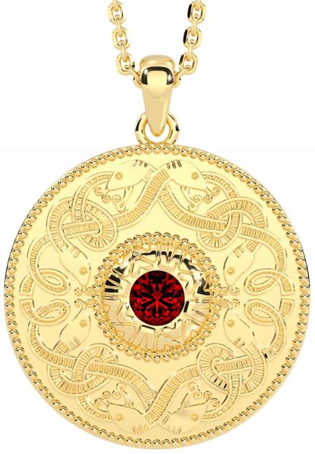 Garnet Gold Celtic Warrior Necklace