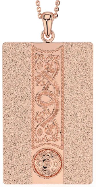 Rose Gold Dog Tag Celtic Warrior Necklace